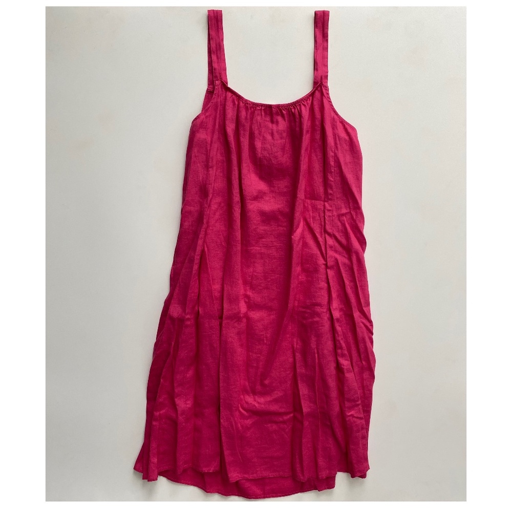 Eileen Fisher Nwt Organic Linen Calf Length Cami Dress Geranium Pink XL - Picture 2 of 3
